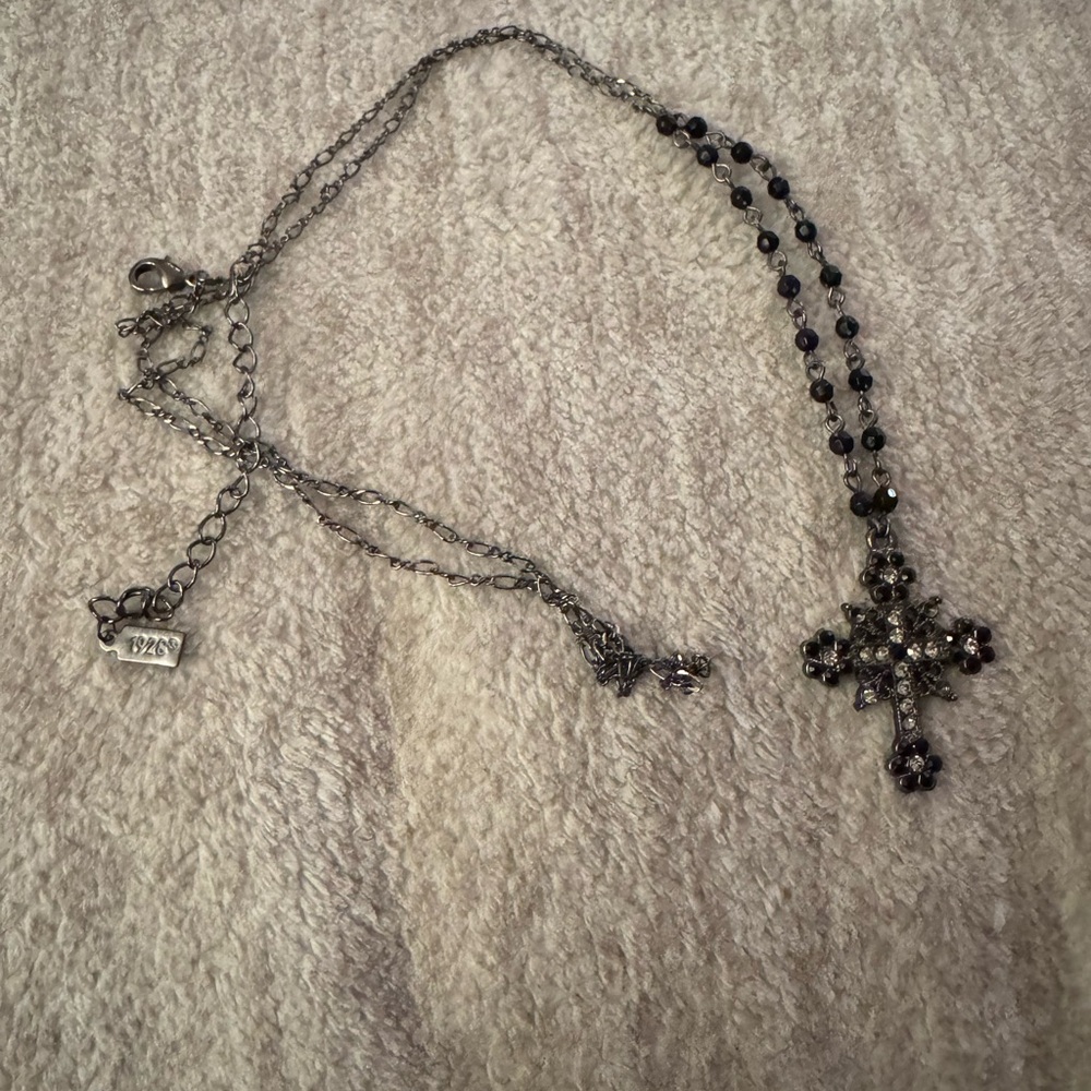 1928 Silver Cross Necklace